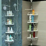Organizador de Banheiro Ajustável SmartBath™ | Prateleira Cantoneira com Toalheiro para Shampoo, Sabonete e Acessórios