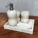 Conjunto de Banheiro em Mármore Natural Travertino Branco - 5 peças