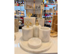 Conjunto de banheiro turco clássico com 7 peças de mármore Branco