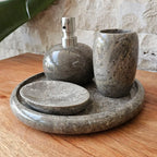 Conjunto de Banheiro em Mármore Natural Cinza - 4 peças