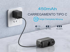 Bomba Elétrica Portátil para Bicicleta com Medidor de Pressão Digital