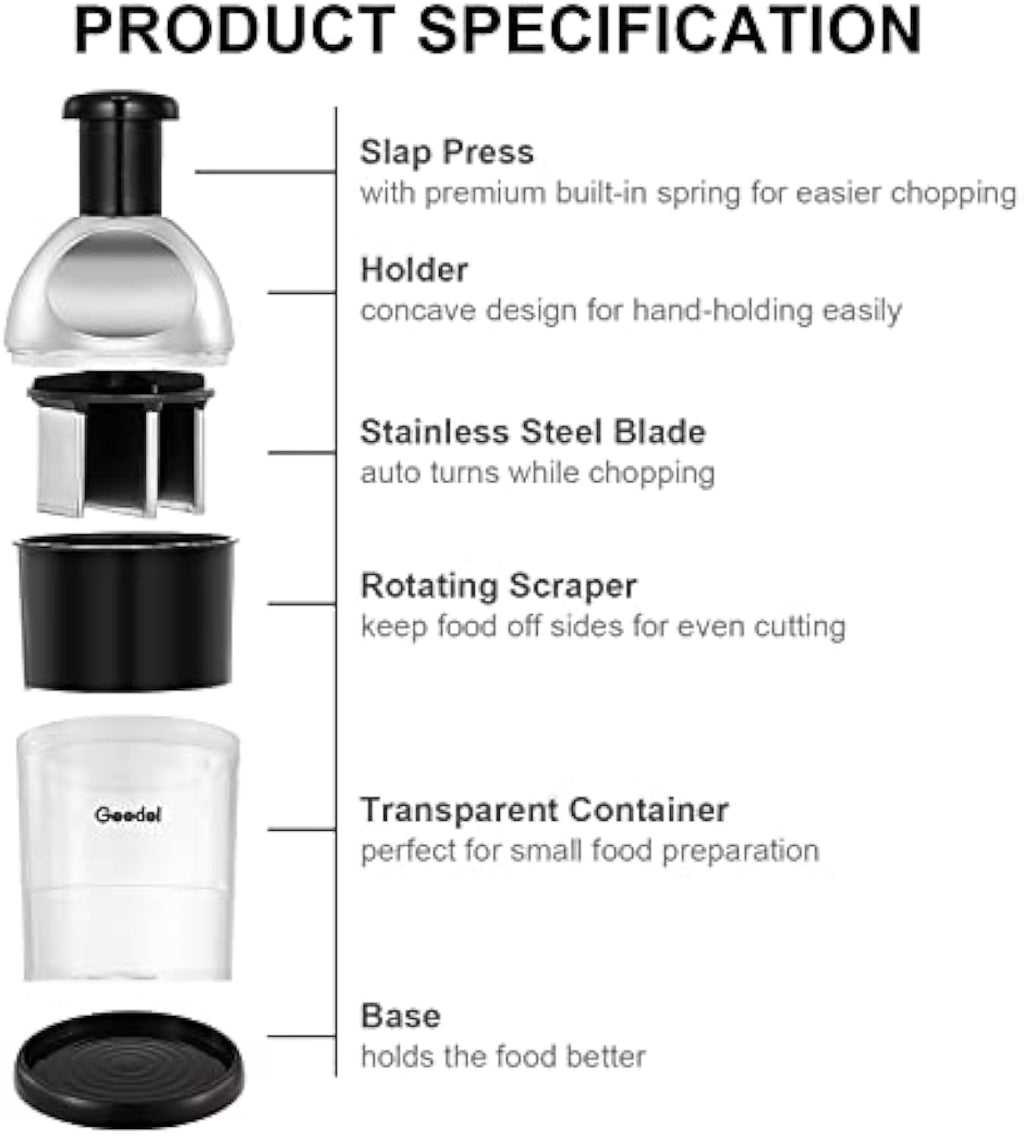 2026 Geedel Manual Food Chopper,2026 Prep Essential! Easily Chop Onions, Garlic, Veggies,BPA Free,Easy Clean
